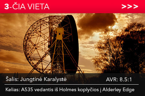 Jungtinė Karalystė. Kelias A535 vedantis iš Holmes koplyčios į Alderley Edge